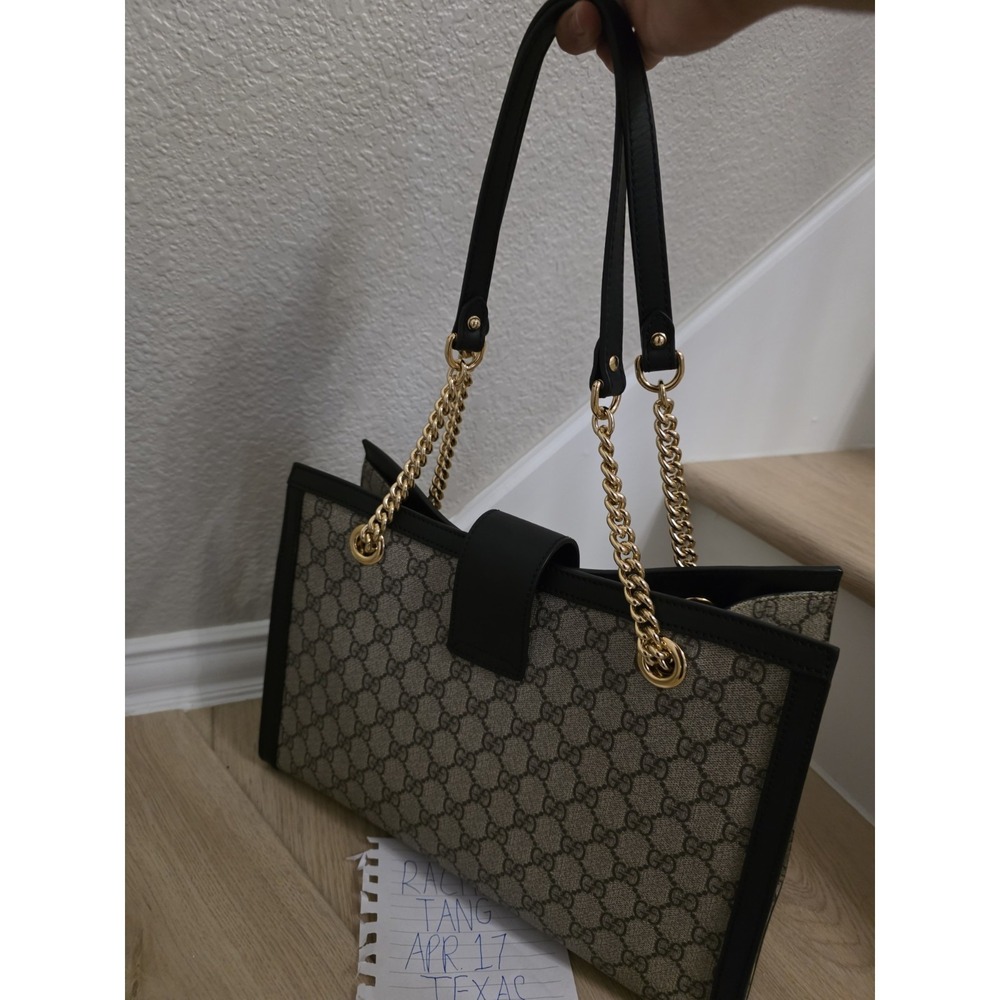 GUCCI GG Supreme Monogram Medium Padlock Tote Green Bag Authentic with Packaging - Picture 5 of 16
